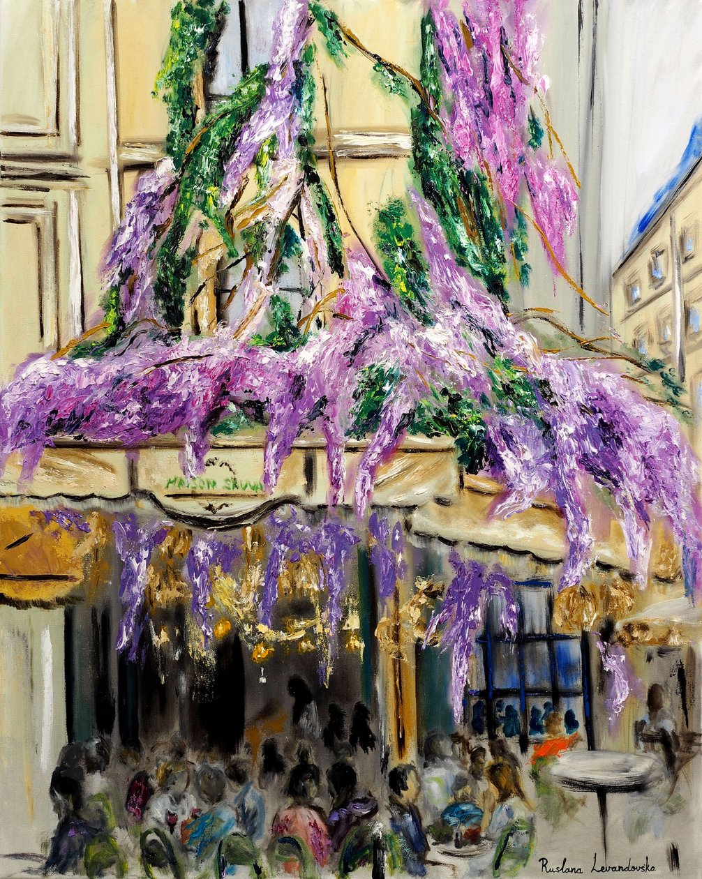 Maison Sauvage Paris - Blåregn, 2023 (olja på duk) av Ruslana Levandovska