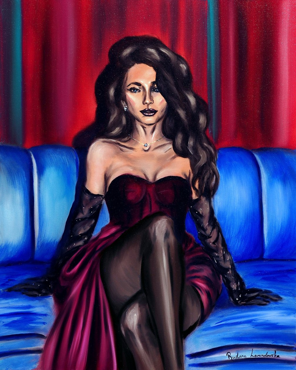 Midnight Glamour, 2024 (olja på duk) av Ruslana Levandovska