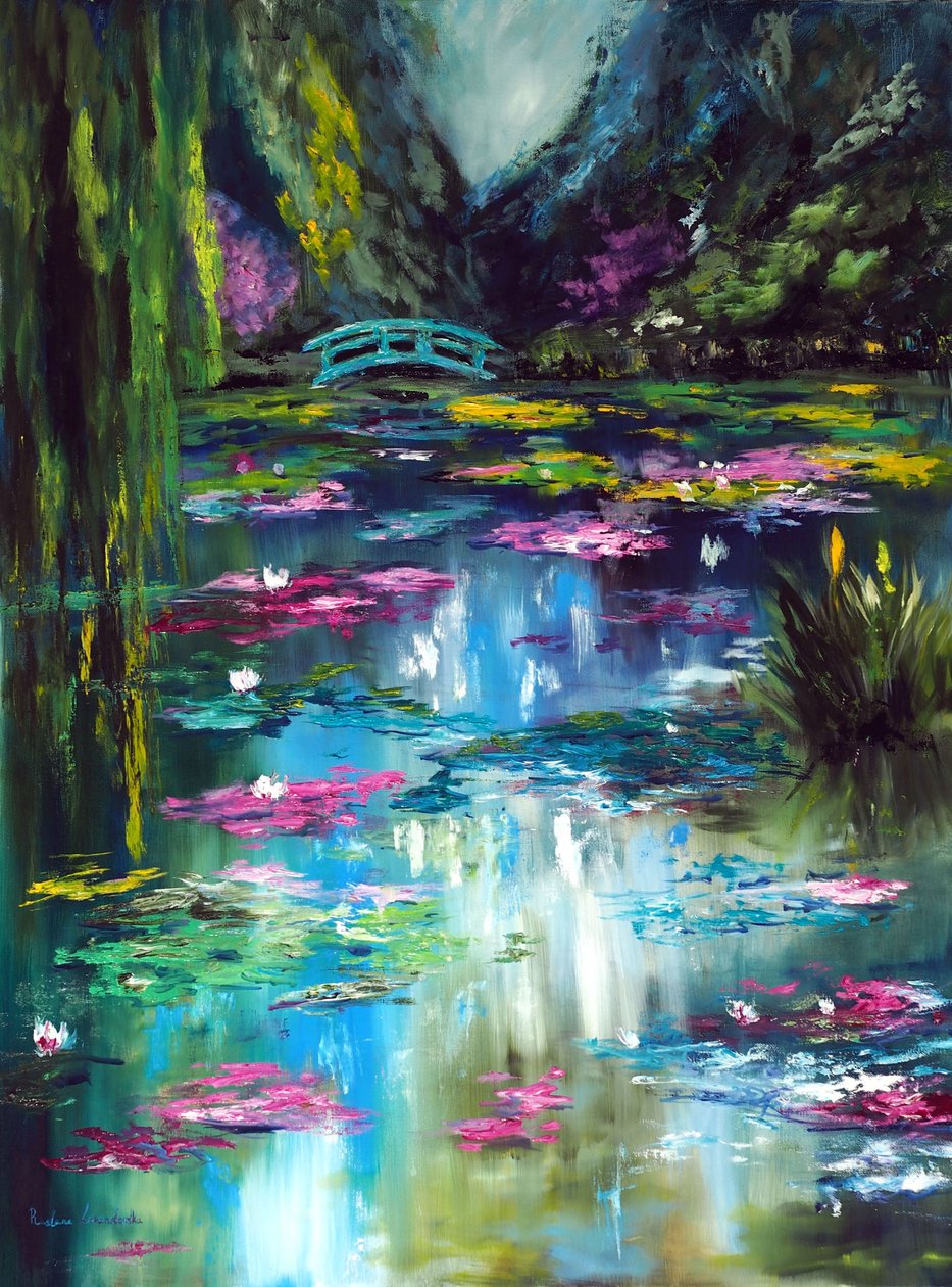 Monet Japansk trädgård Giverny, 2021 (olja på duk) av Ruslana Levandovska