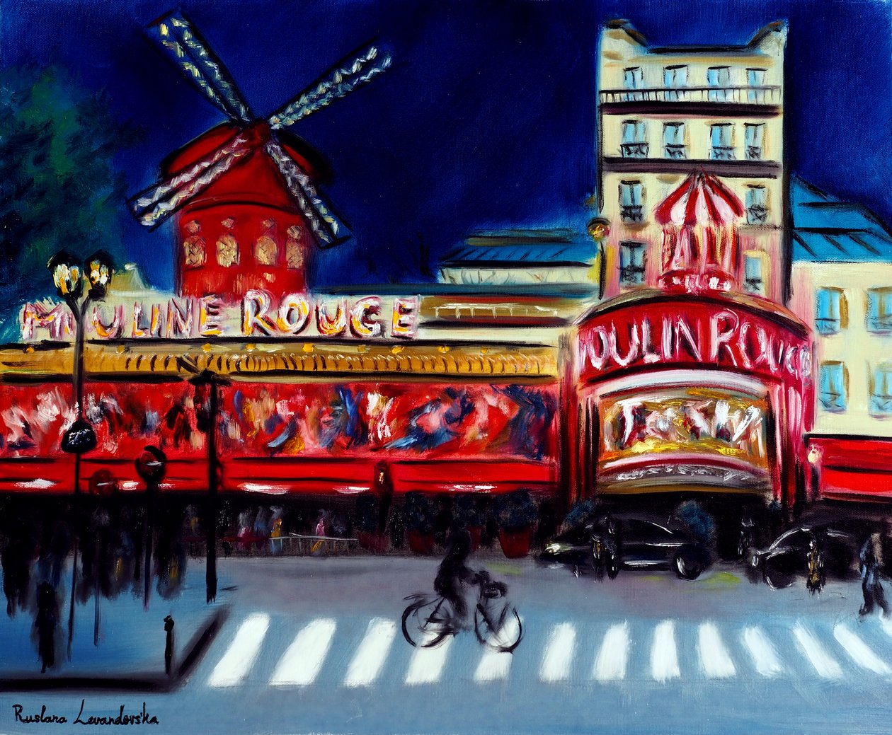 Moulin Rouge Evening Paris, 2024 (olja på duk) av Ruslana Levandovska