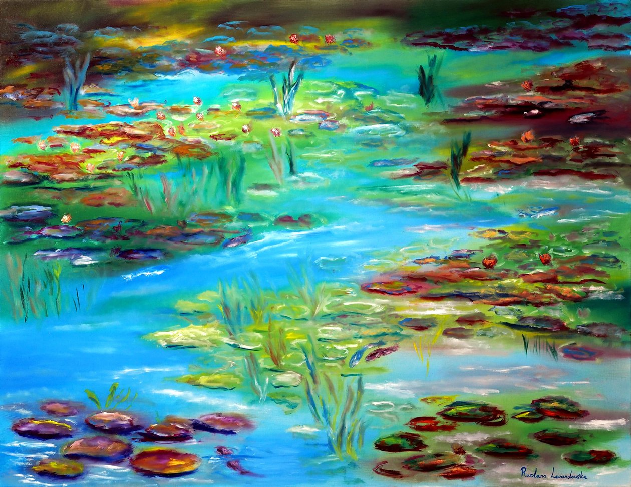 Pond of Peacefulness III, 2024 (olja på duk) av Ruslana Levandovska