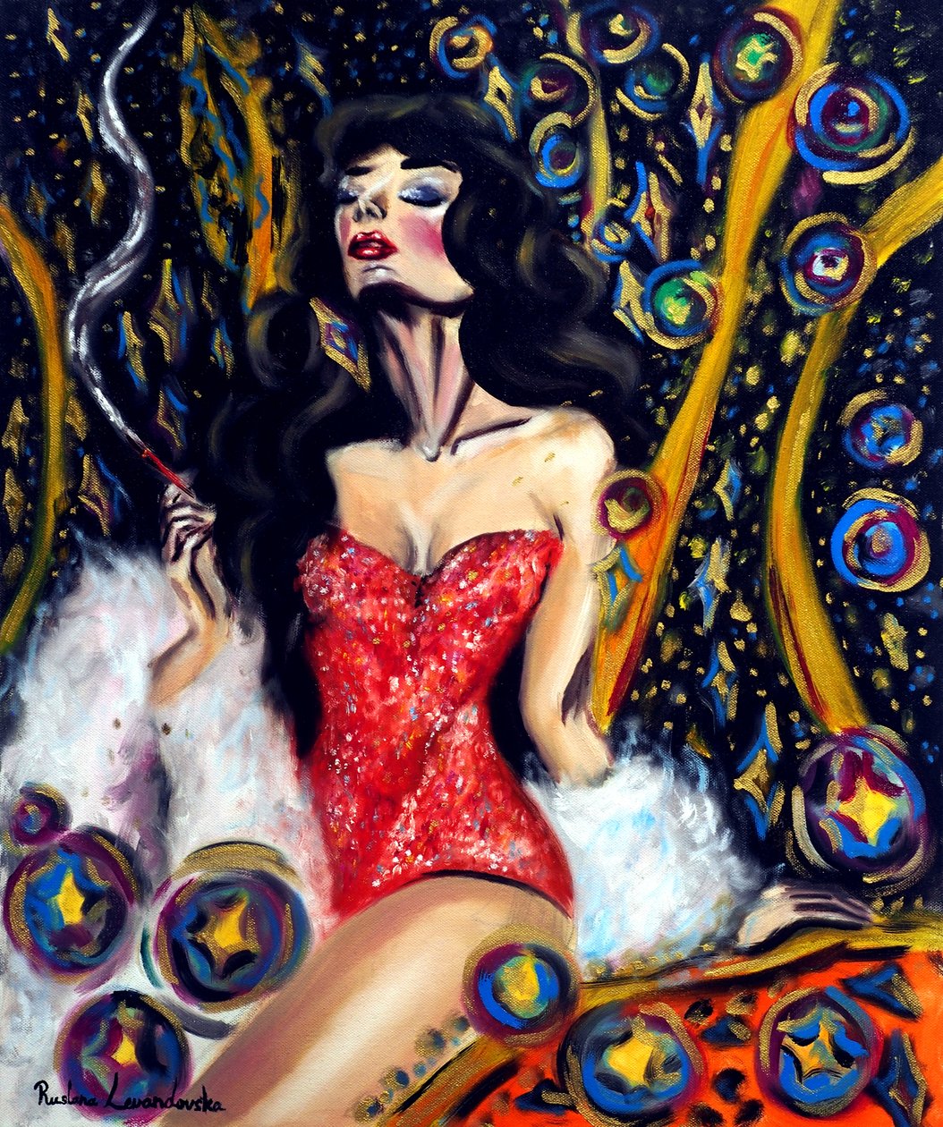 Shimmering Night, 2025 (olja på duk) av Ruslana Levandovska