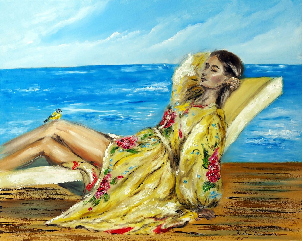 To the Sound of Waves, 2022 (olja på duk) av Ruslana Levandovska