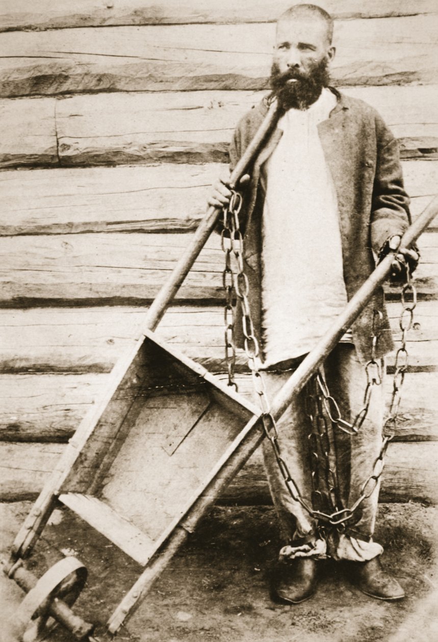 Fångad i Sibirien, ca 1890-talet (sepiafoto) av Russian Photographer