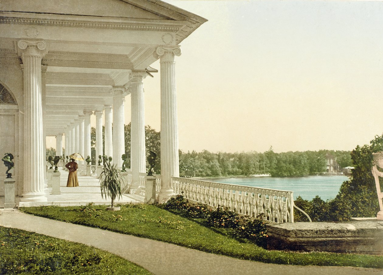 Vintage postkort af terrassen ved Tsarskoye Selo, 1890