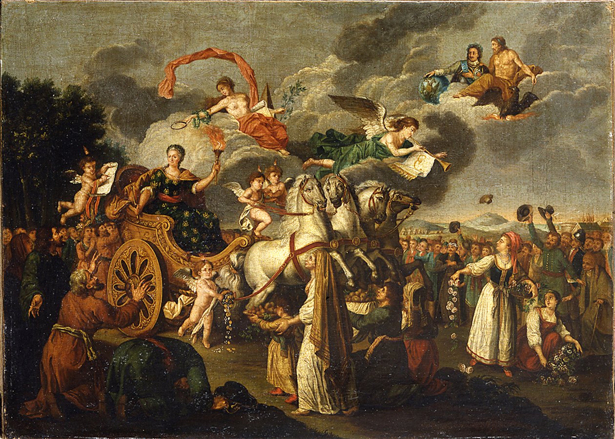 Katarina II på resa genom Ryssland, 1787 av Russian School