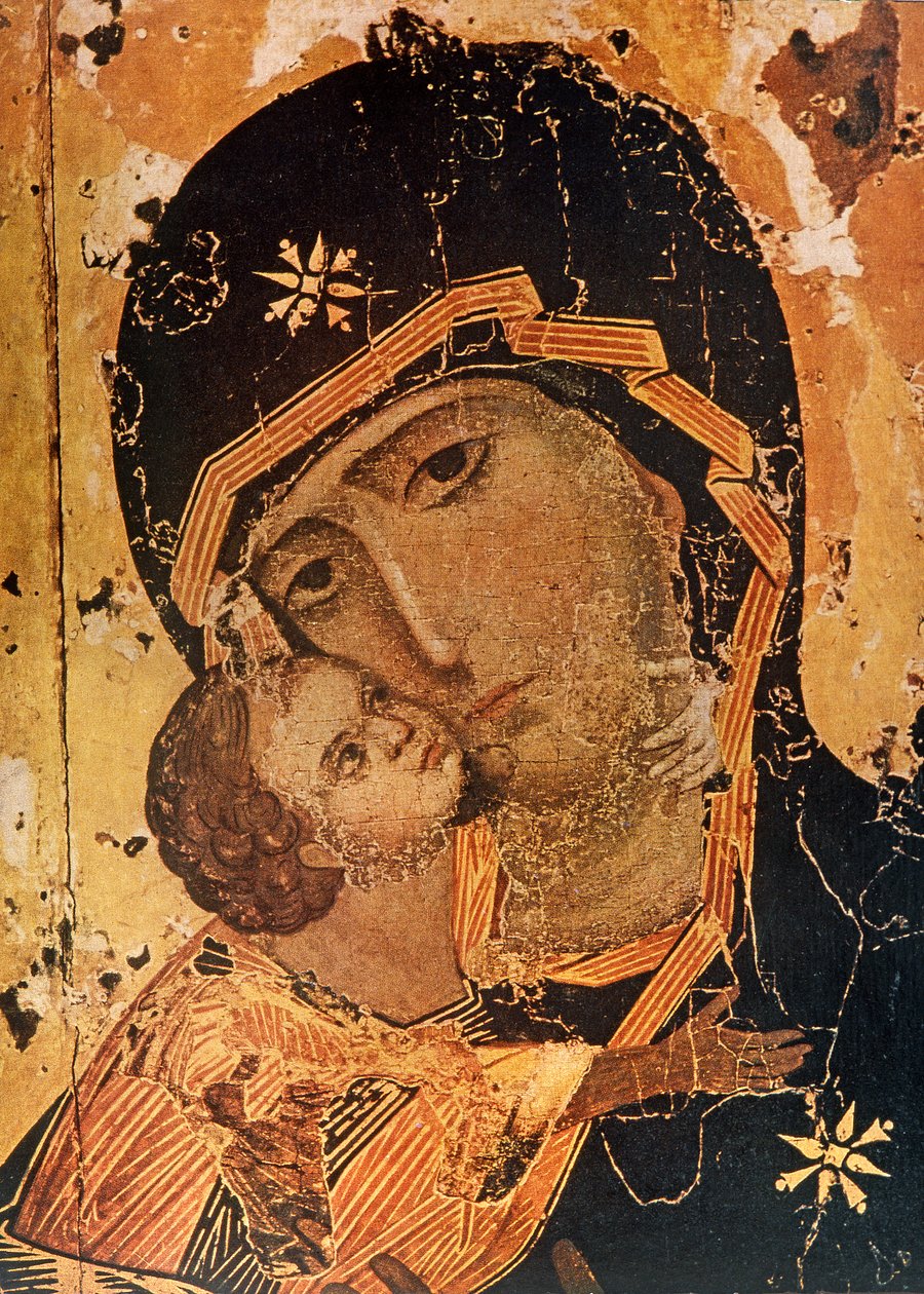 Ikon (olja på träpanel) av Russian School