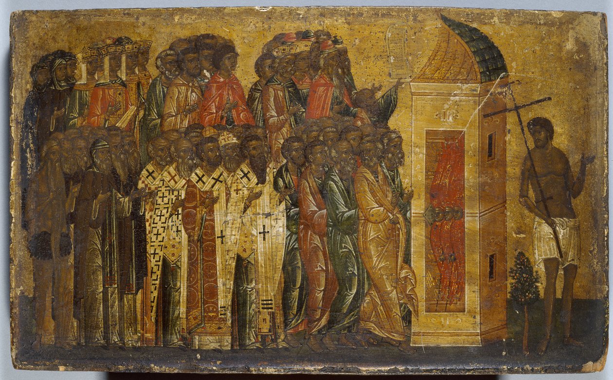 Ikon för The Just Entering Paradise, tidigt 1500-tal av Russian School