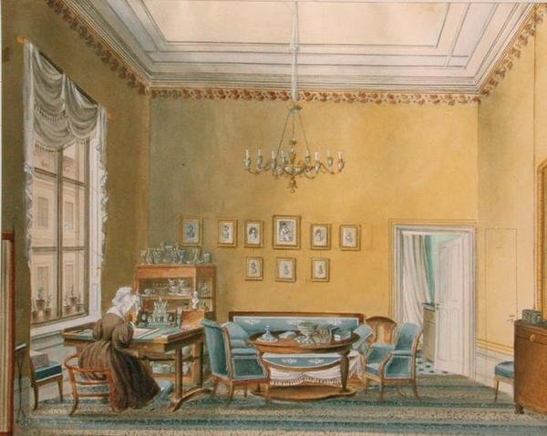 Interiör av Boratynskys hus i Moskva, 1830-talet av Russian School