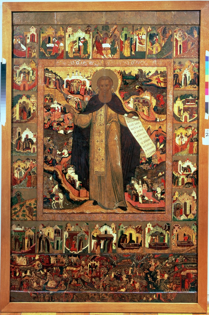 S:t Sergius av Radonezhs liv, 1640-talet (tempera på panel) (för detaljer se 140823) av Russian School