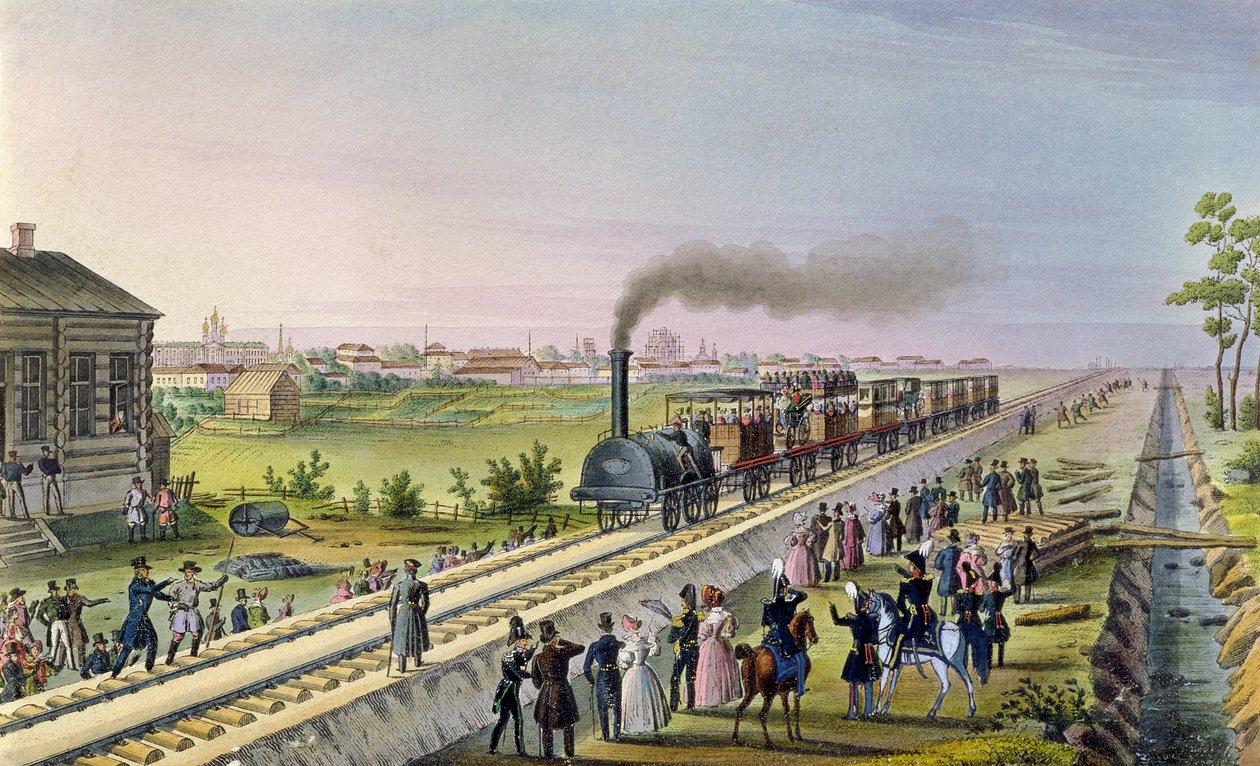 Tatalaina o le First Railway Line mai Tsarskoe Selo i Pavlovsk i le 1837 swed av Russian School