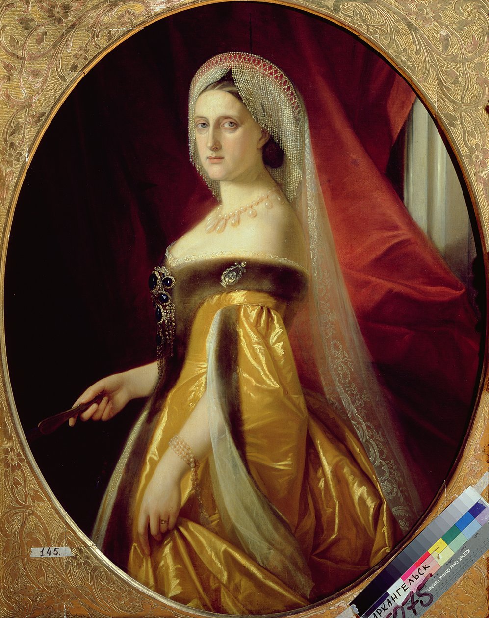 Portræt af storhertuginde Maria Nikolaevna (1819-76) formand for St. Petersborgs kunstakademi swed av Russian School