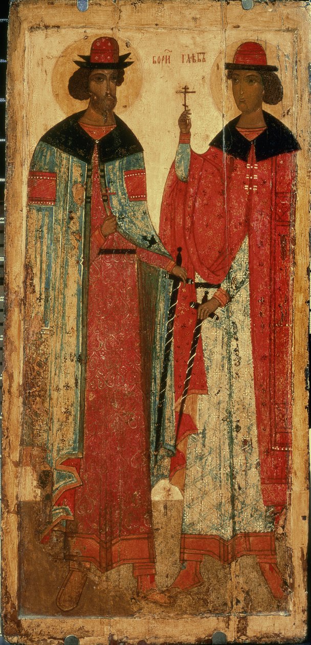 St. Boris och St. Gleb, Moskva, första hälften av 1300-talet (tempera på panel) av Russian School