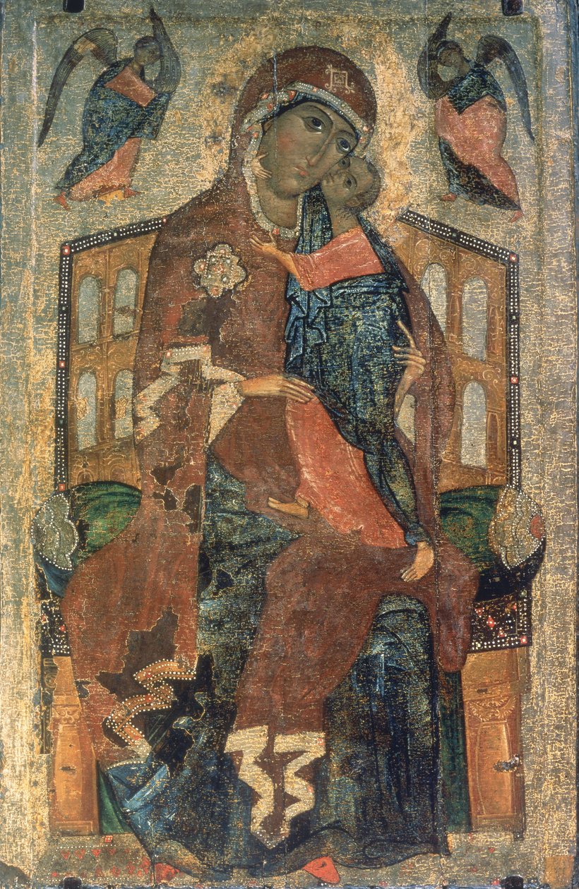 The Virgin of the Tolg, Yaroslavl School, 1200-talet (tempera på panel) av Russian School