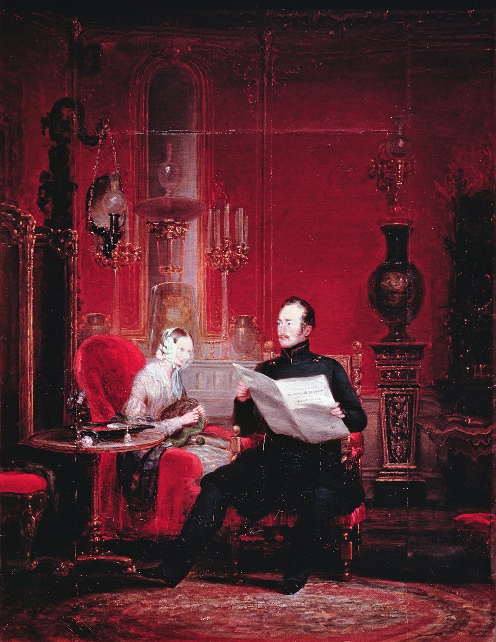 Tsarevich Alexander (1818-81) och hans hustru Maria Alexandrovna, 1845 av Russian School