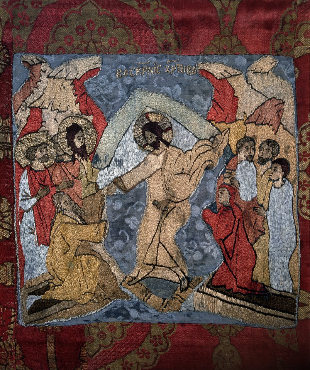 Nedstigningen till helvetet Detalj av ett hölje, 1400-talet av Russian Master