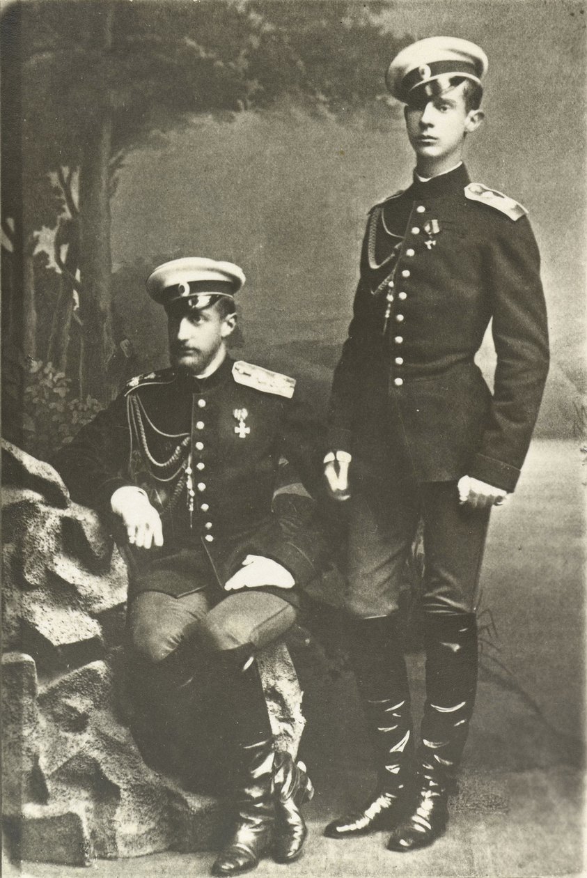 Les grands ducs Constantin Constantinovitch (1858-1915) och Dimitri Constantinovitch (1860-1919) - Storhertig Constantin Constantinovich och storhertig Dimitri Constantinovich av Ryssland, Anonym . Silvergelatinfotografi, ca. 1890. Rysk statsfilm an av Russian Photographer