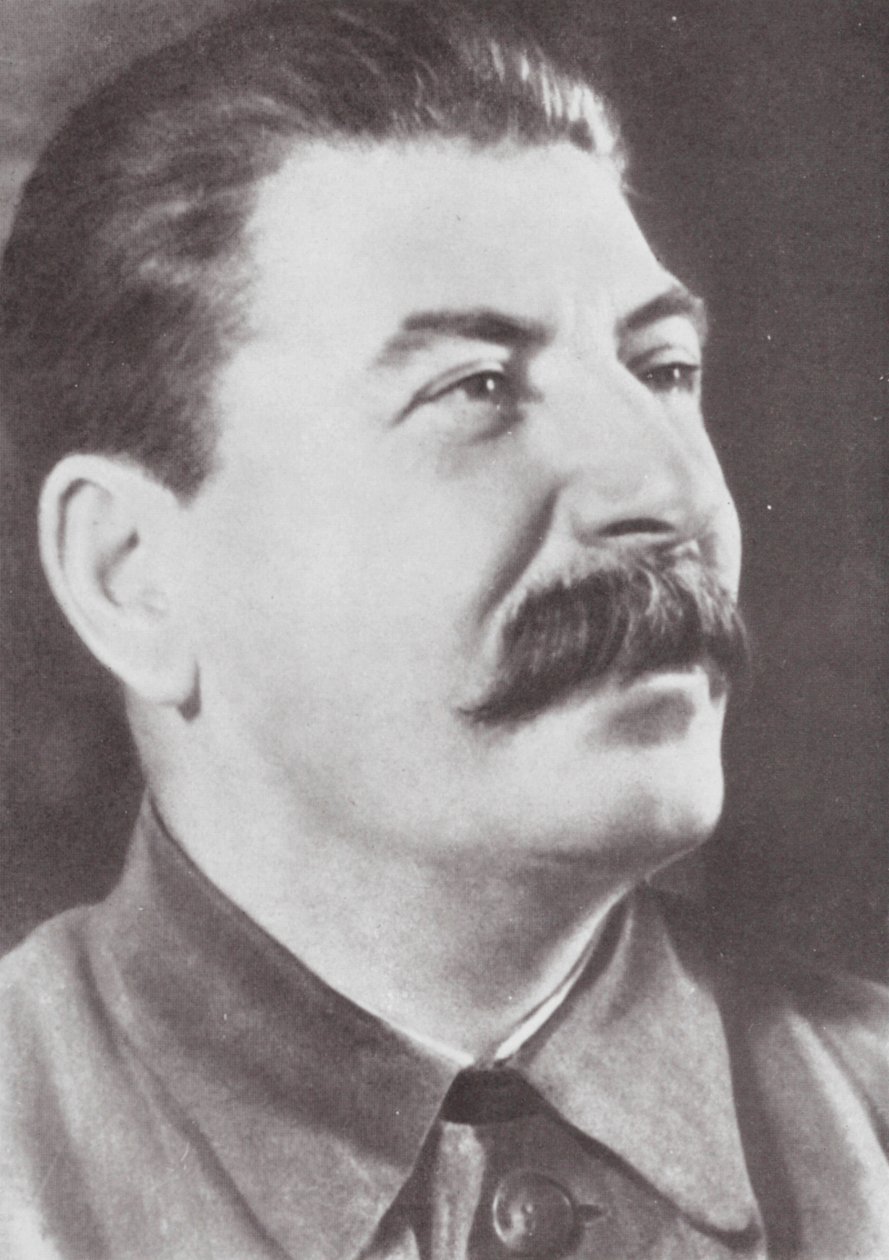 Porträtt av Josef Stalin (svartvitt foto) av Russian Photographer