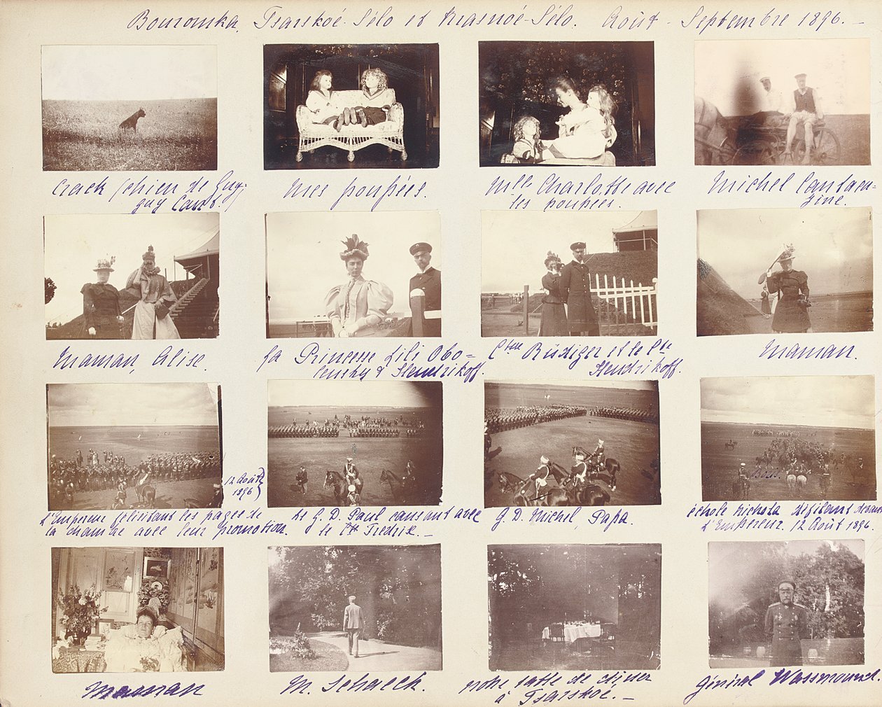 Den ryska kejserliga familjen, sida från ett fotoalbum, ca 1897-99 (s/v foto) (se även 487673-80) av Russian Photographer