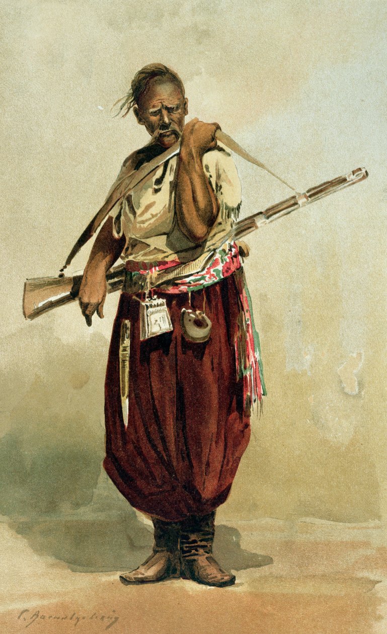 Zaporogue Cossack från 1600-talet, sent 1800-tal av Russian School