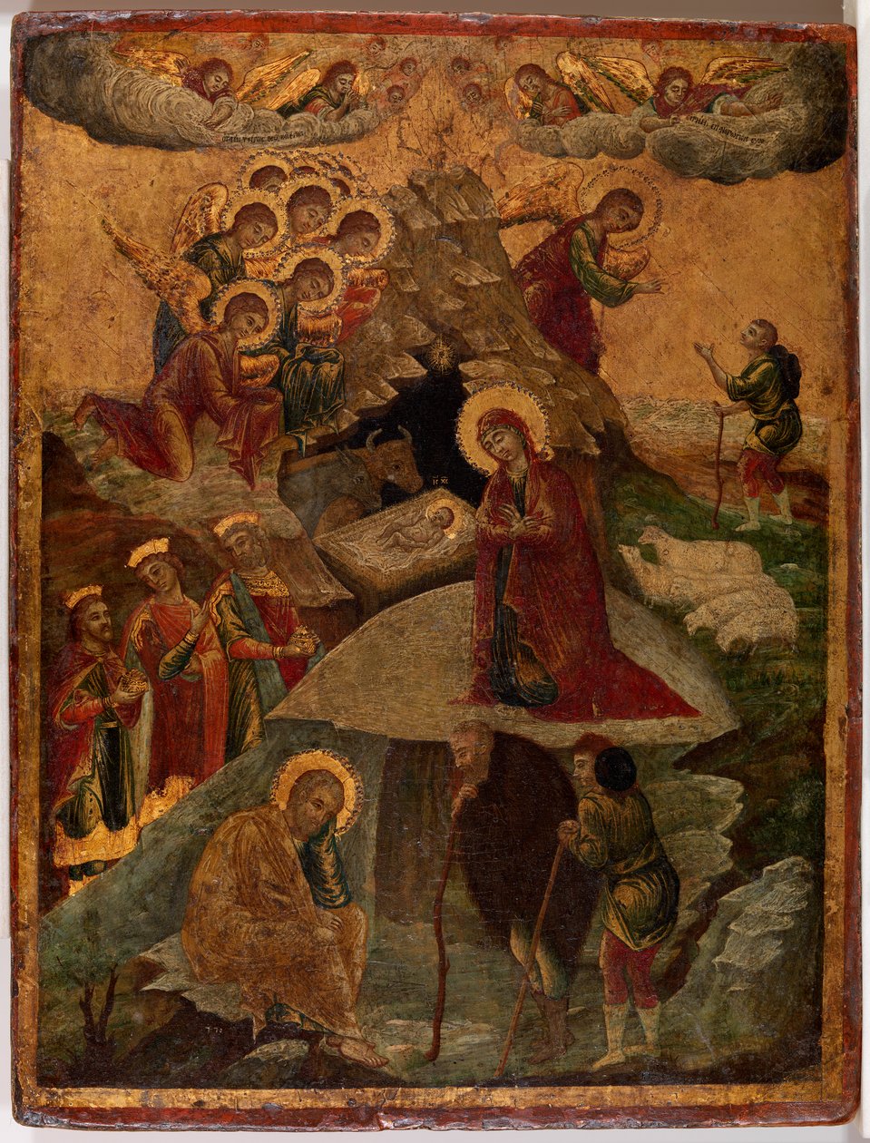 Adoration of the Magi, 1500 (tempera och bladguld på panel) av Russian School