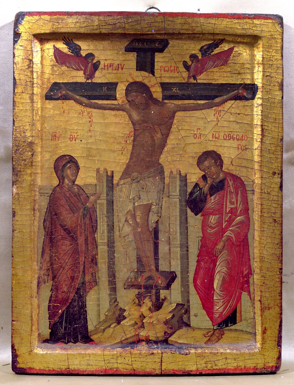 Kristus på korset (tempera och bladguld på panel) av Russian School