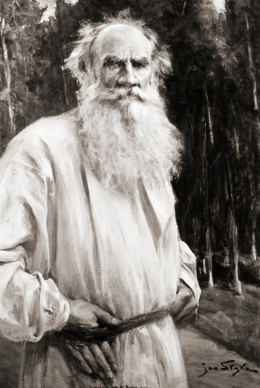 Greve Leo Tolstoj, efter en målning av Jan Styka (litho) av Russian School