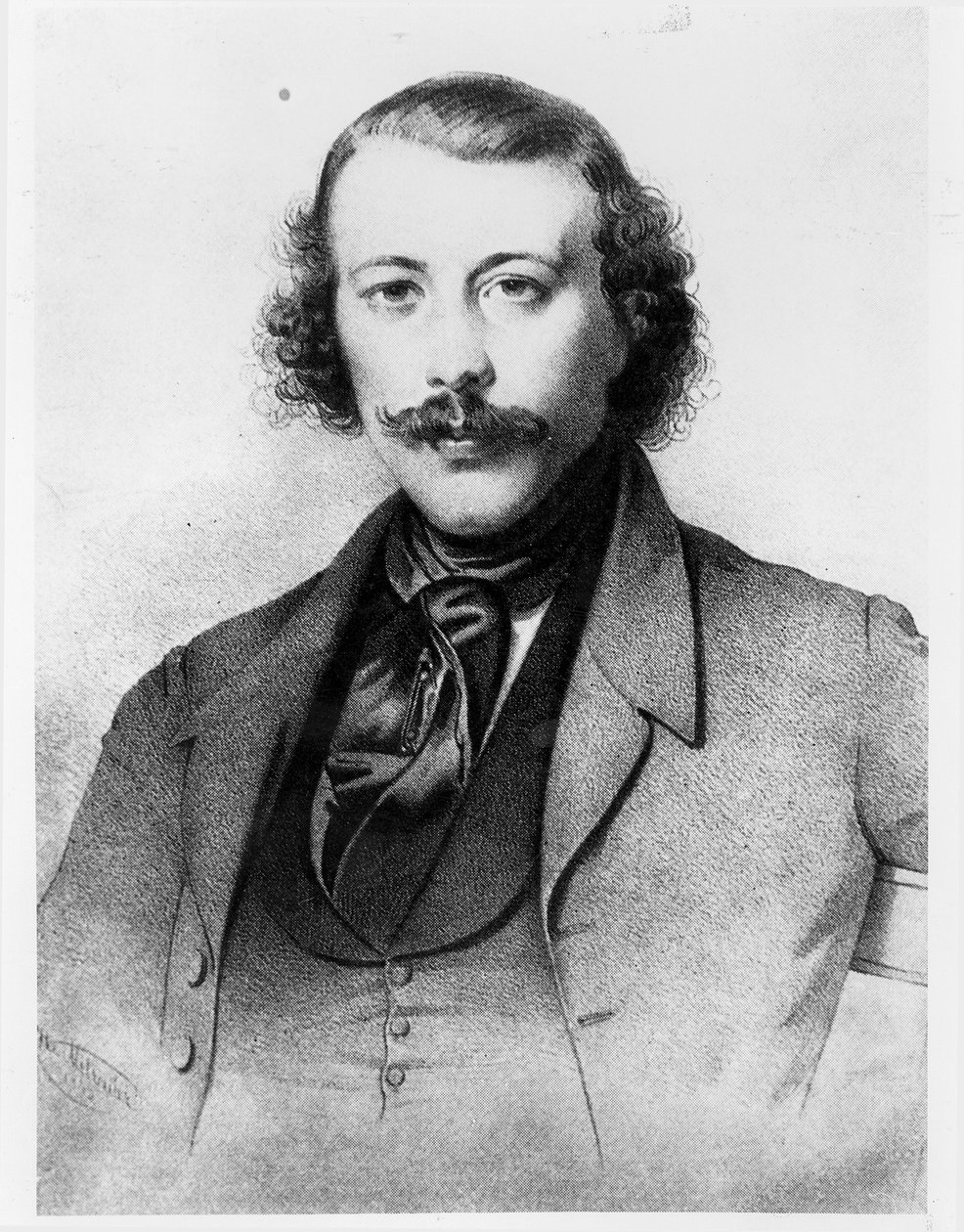 Porträtt av Mikhail Alexandrovich Bakunin (1814-76) 1843 av Russian School