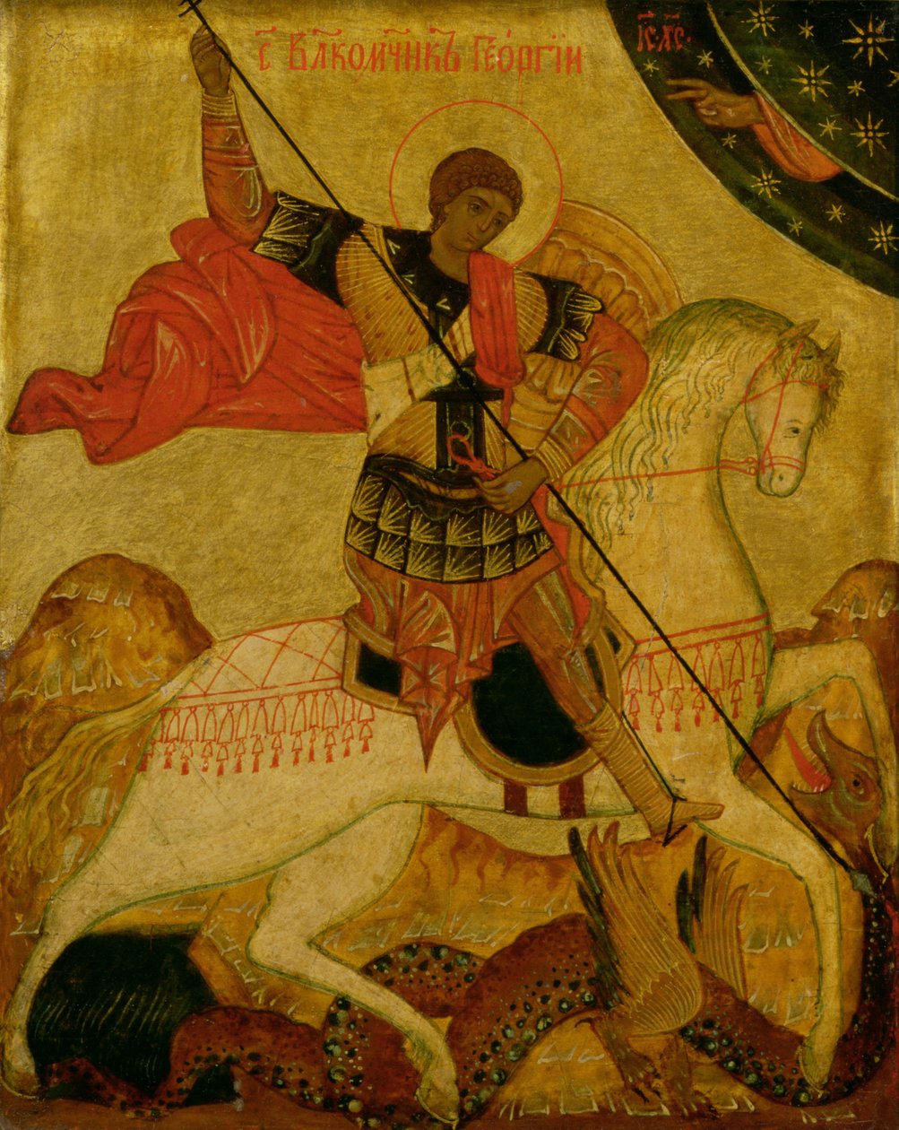 St. George akiua Joka ( tempera on panel)swed av Russian School