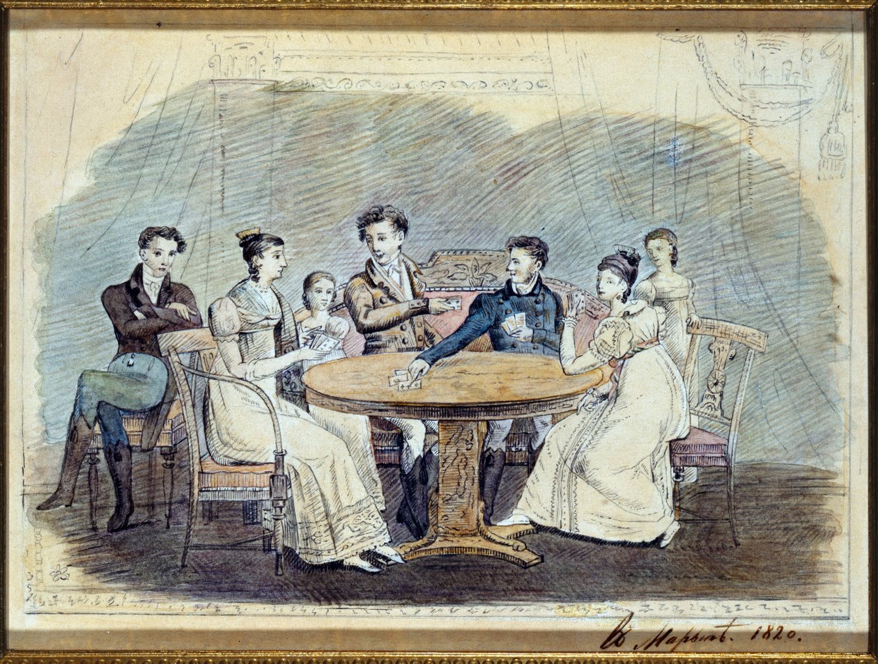 The Galitzines, 1820 (wc på papper) av Russian School