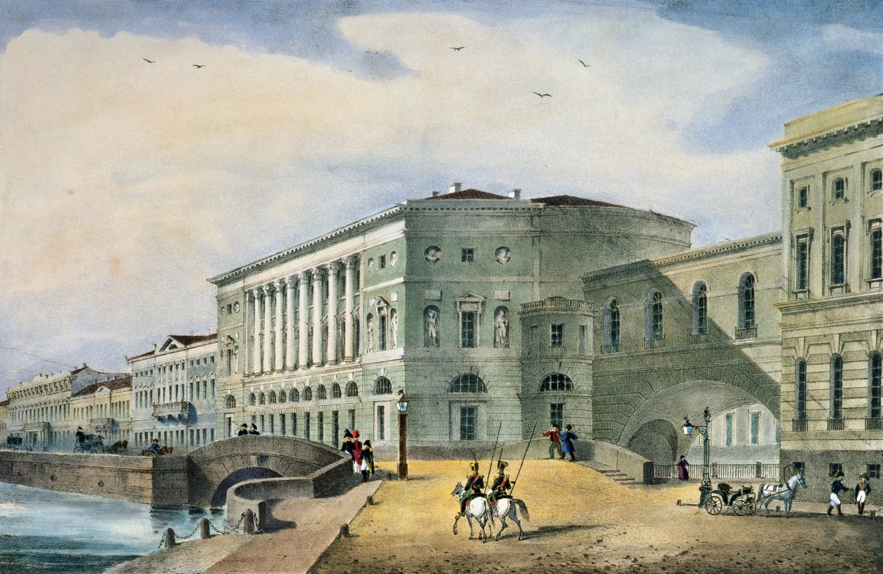 Eremitageteatern sett från Vassilyön, 1822 av Russian School