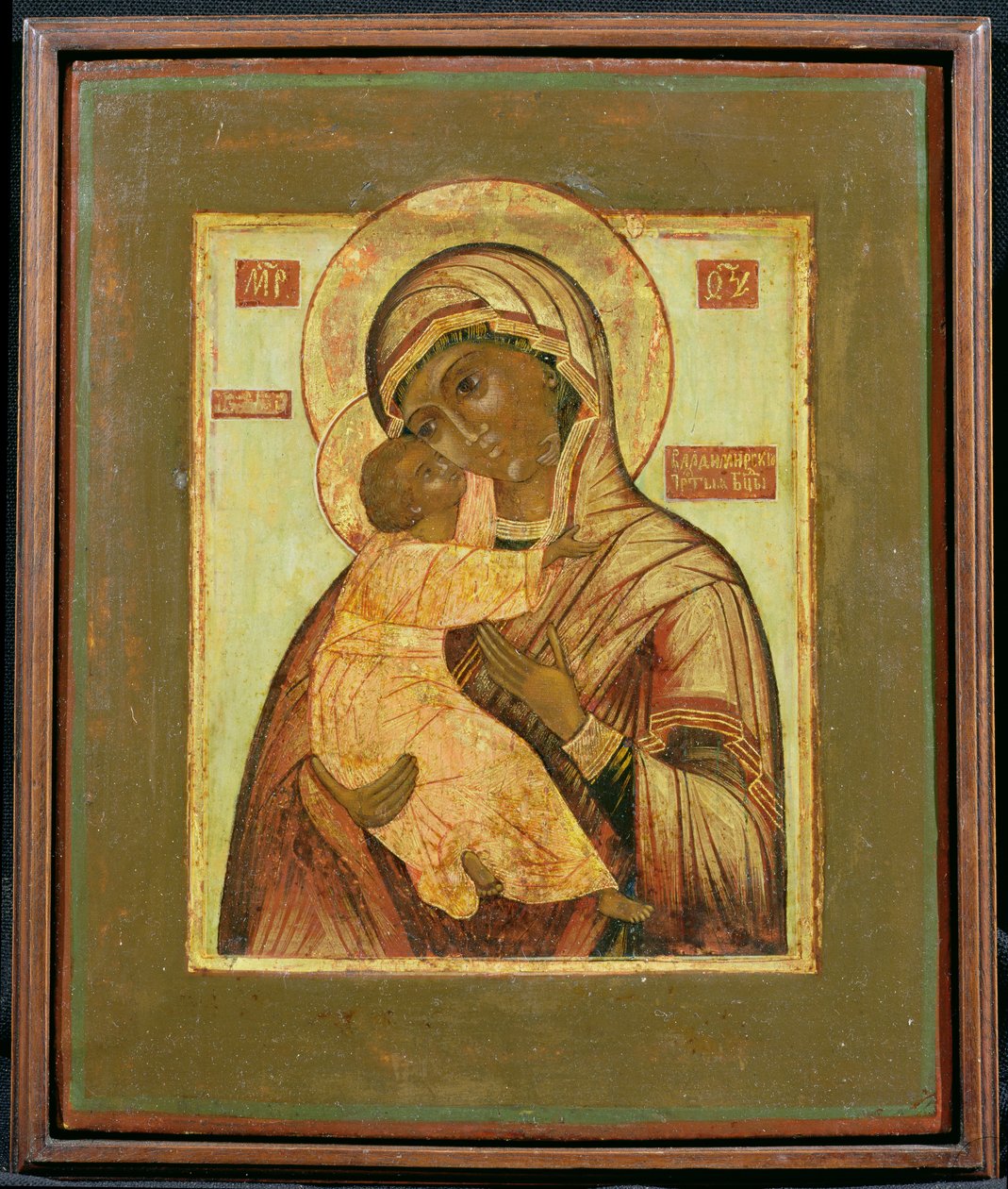 The Mother of God of Vladimir (tempera på panel) av Russian School