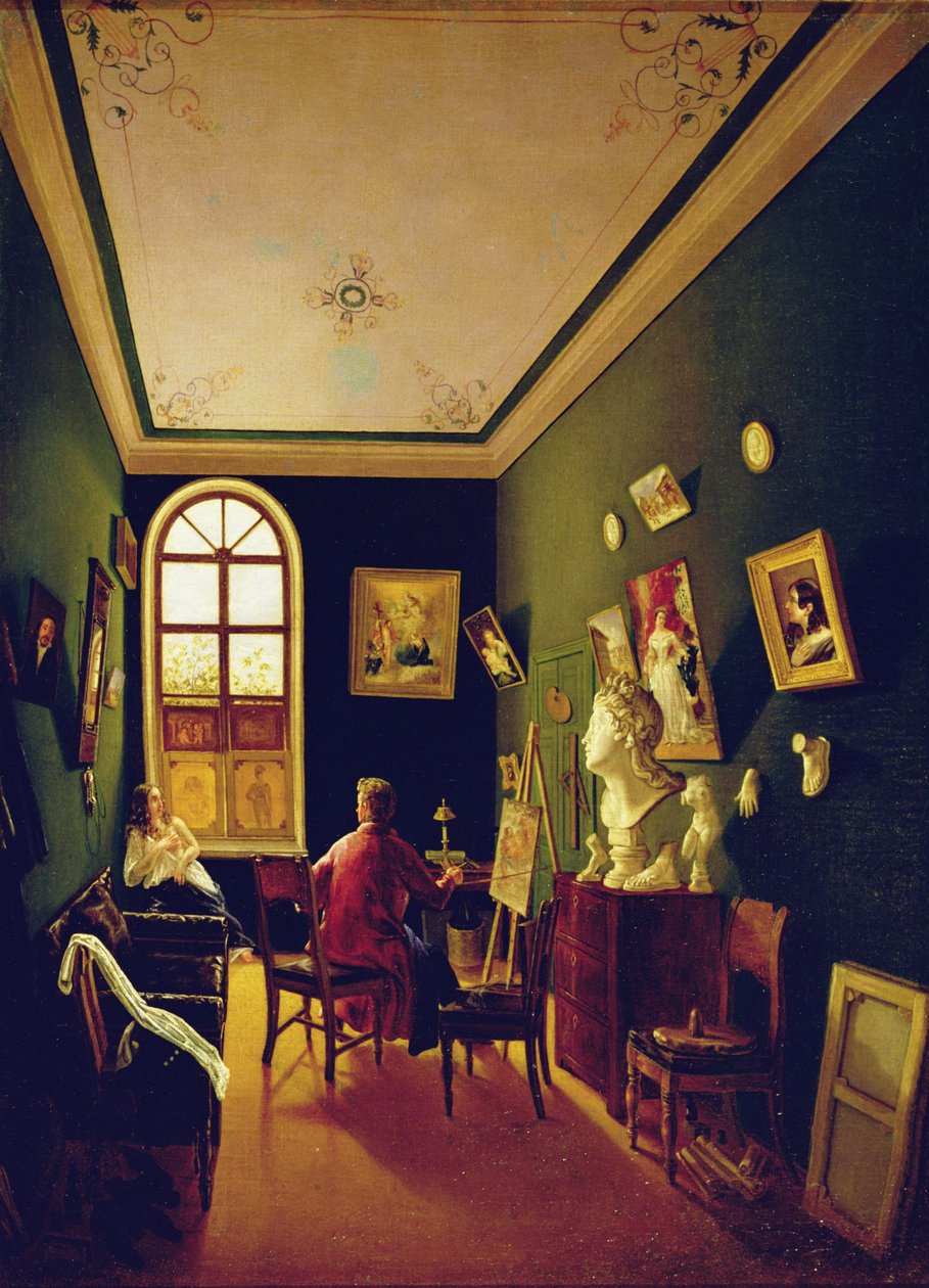 Målarens ateljé, 1843 av Russian School