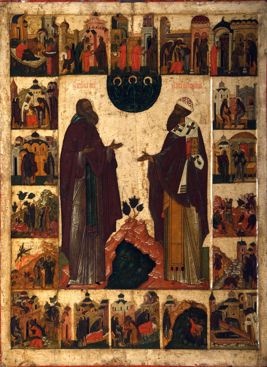 Saint Cyril of White Lake och Saint Cyril of Alexandria, andra hälften av 1700-talet. av Russian icon.