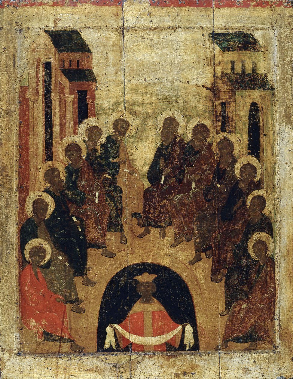 Den Helige Andes nedstigning på apostlarna, c1410. av Russian icon.