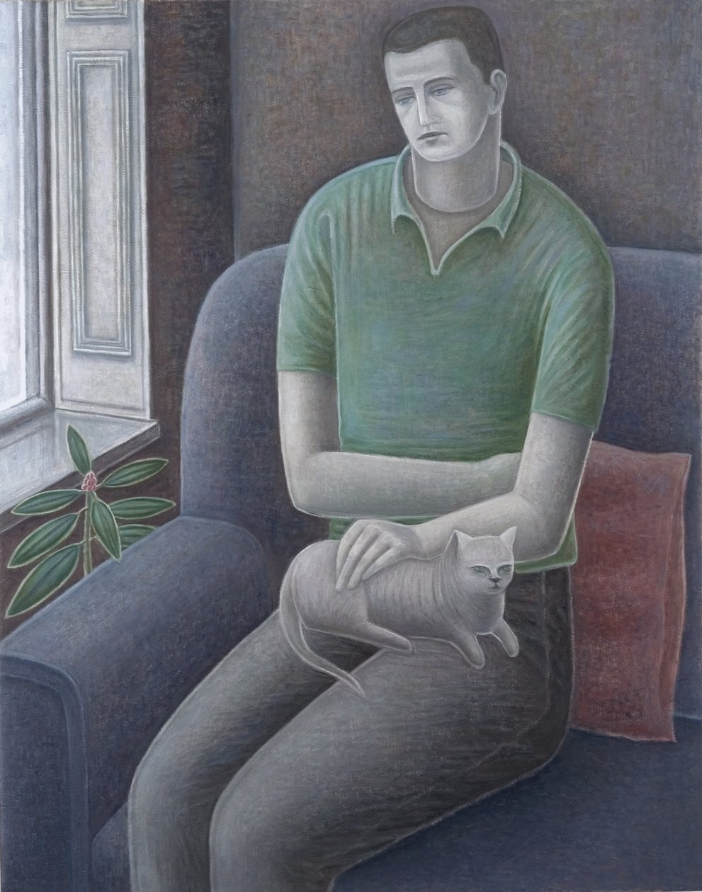 Ung man med katt, 2008 av Ruth Addinall