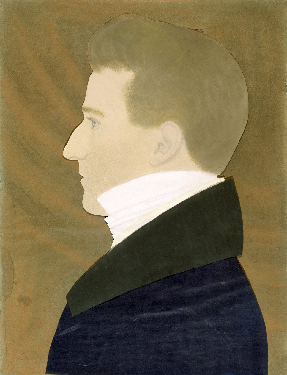 Portrait of Joseph Addison Denny (pastel, charcoal & coloured paper collage on blue wove paper) av Ruth Henshaw Bascom