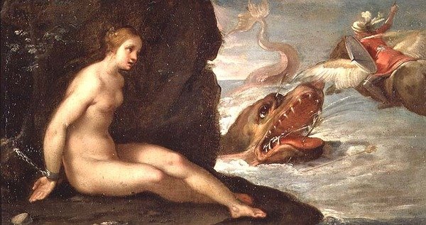 Perseus och Andromeda (olja på duk) av Rutilio Manetti