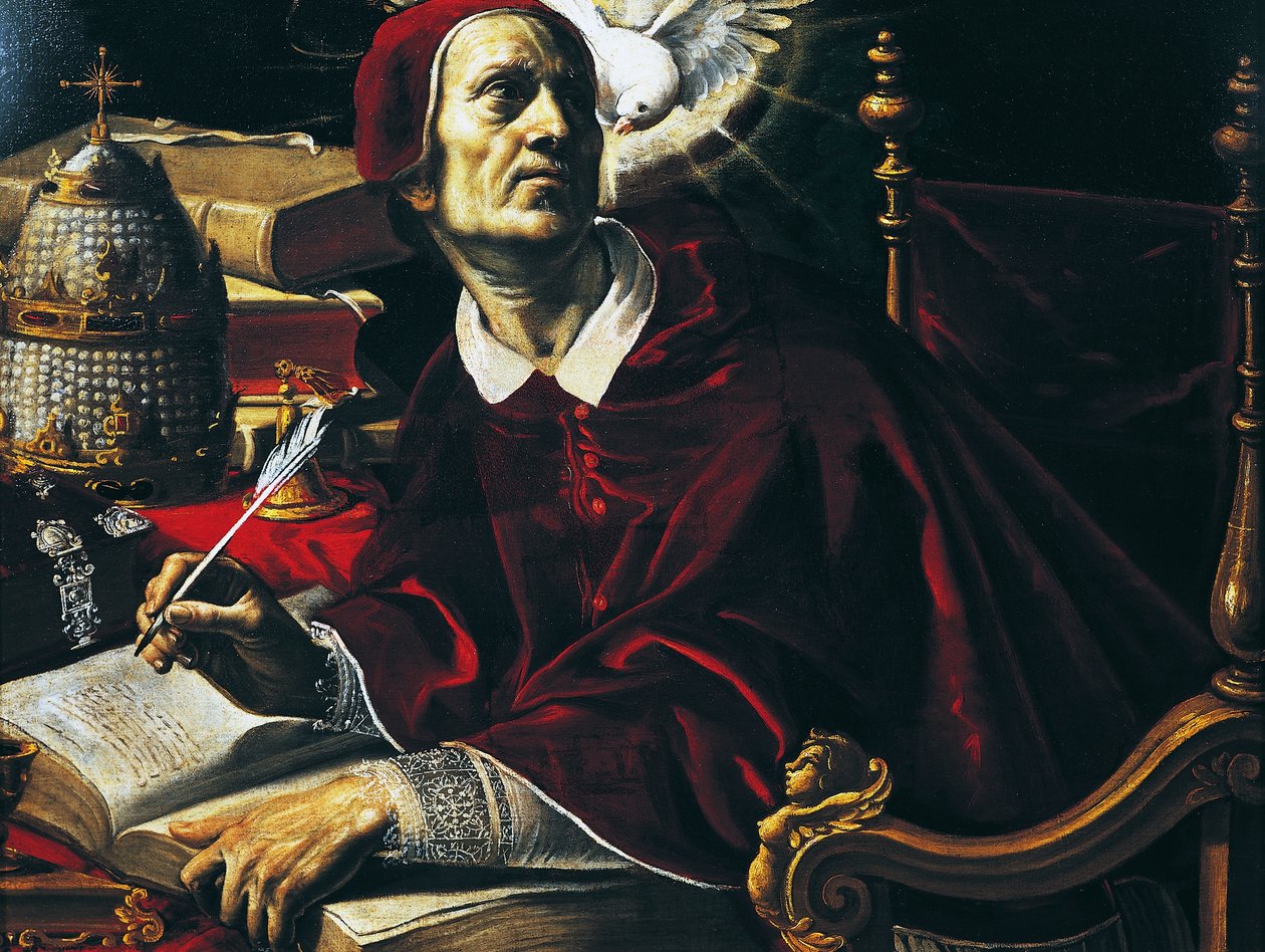 Saint Gregory Great, målning av Rutilio Manetti (1571-1639), olja på duk, 67x89 cm, Italien av Rutilio Manetti