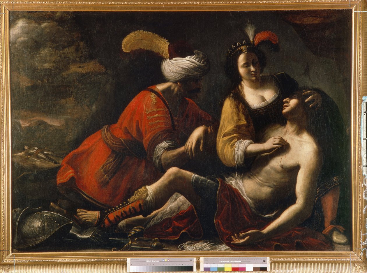 Tancred och Herminie. Avsnitt av det befriade Jerusalem (1581) av Le Tasse (Torquato Tasso av Rutilio Manetti