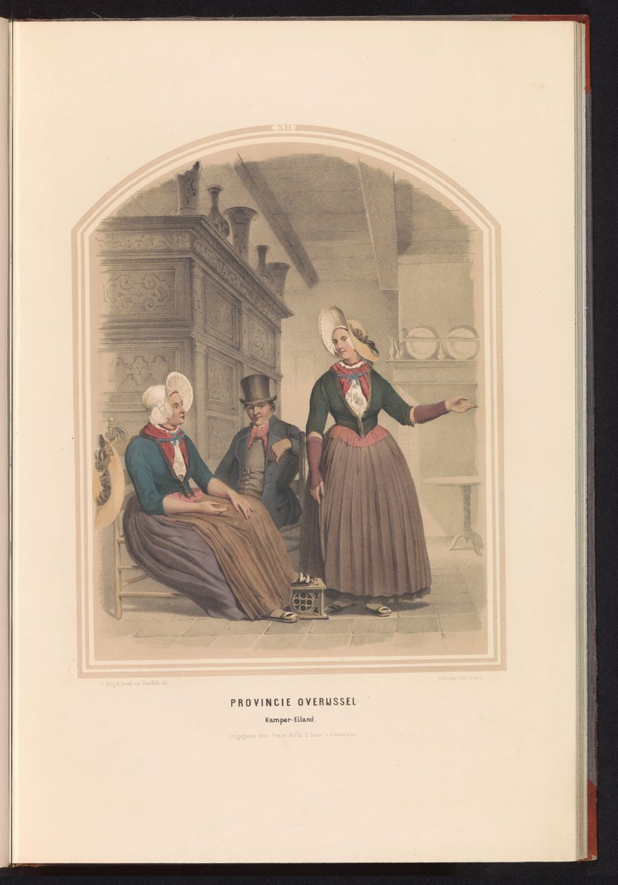 Folkdräkt från Kampen i Overijssel, 1857 Provinsen Overijssel Kamper-Eiland / XII (titel på objektet) av Ruurt de Vries