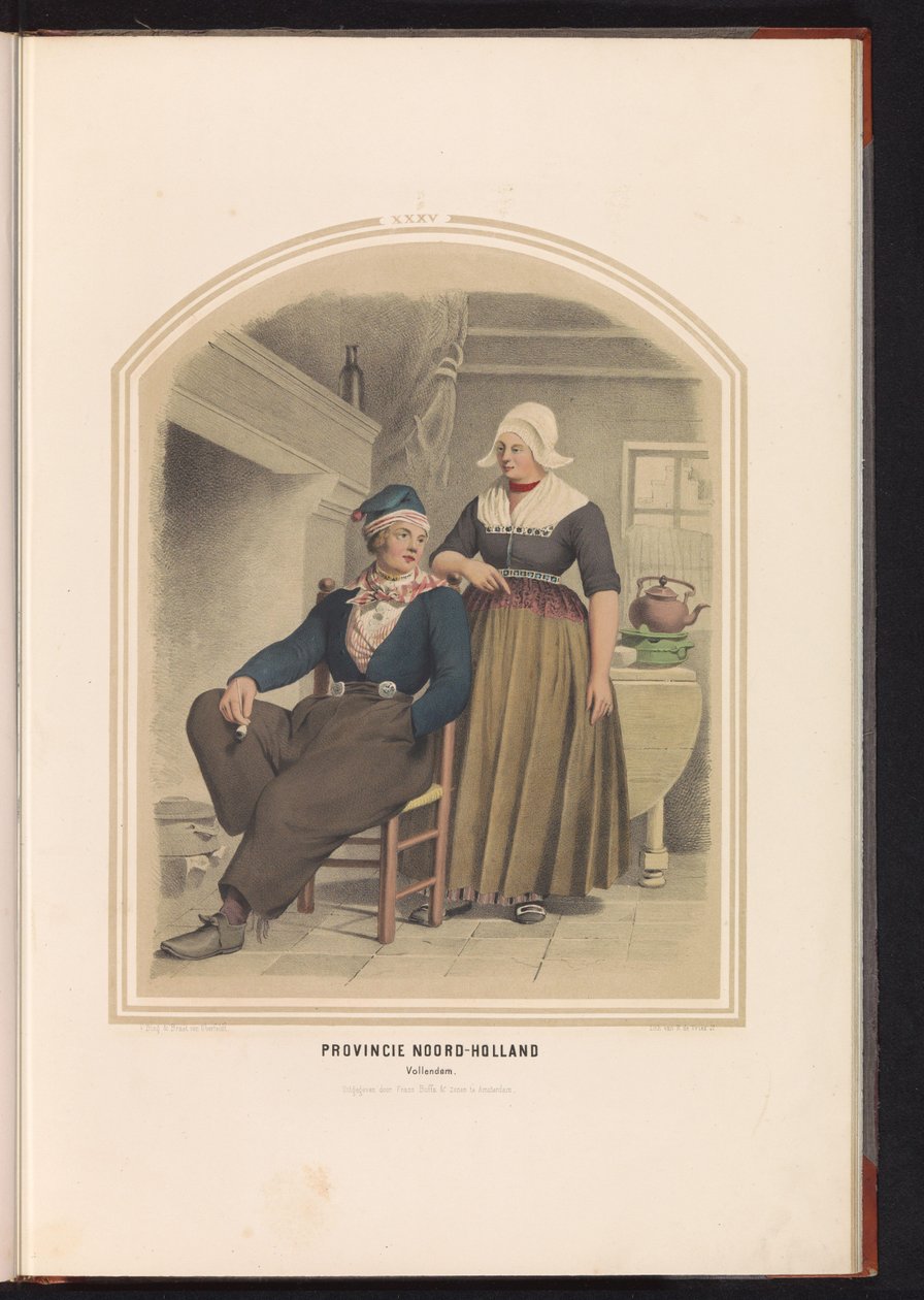 Traditionell dräkt av Volendam i norra Holland, 1857 Provinsen norra Holland. Vollendam / XXXV (titel på objekt) av Ruurt de Vries