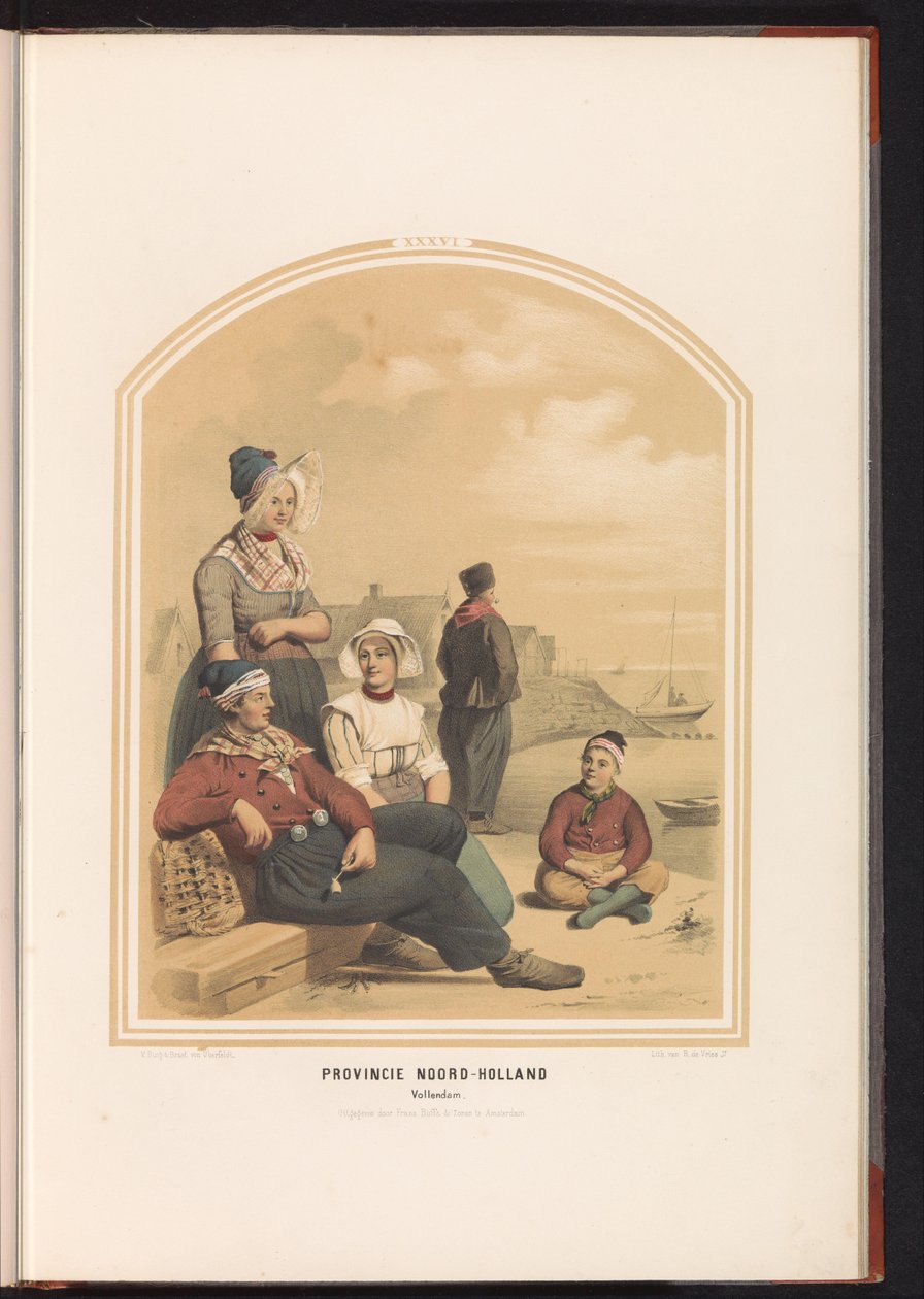Traditionell dräkt av Volendam i norra Holland, 1857 Provinsen norra Holland. Vollendam / XXXVI (titel på objekt) av Ruurt de Vries