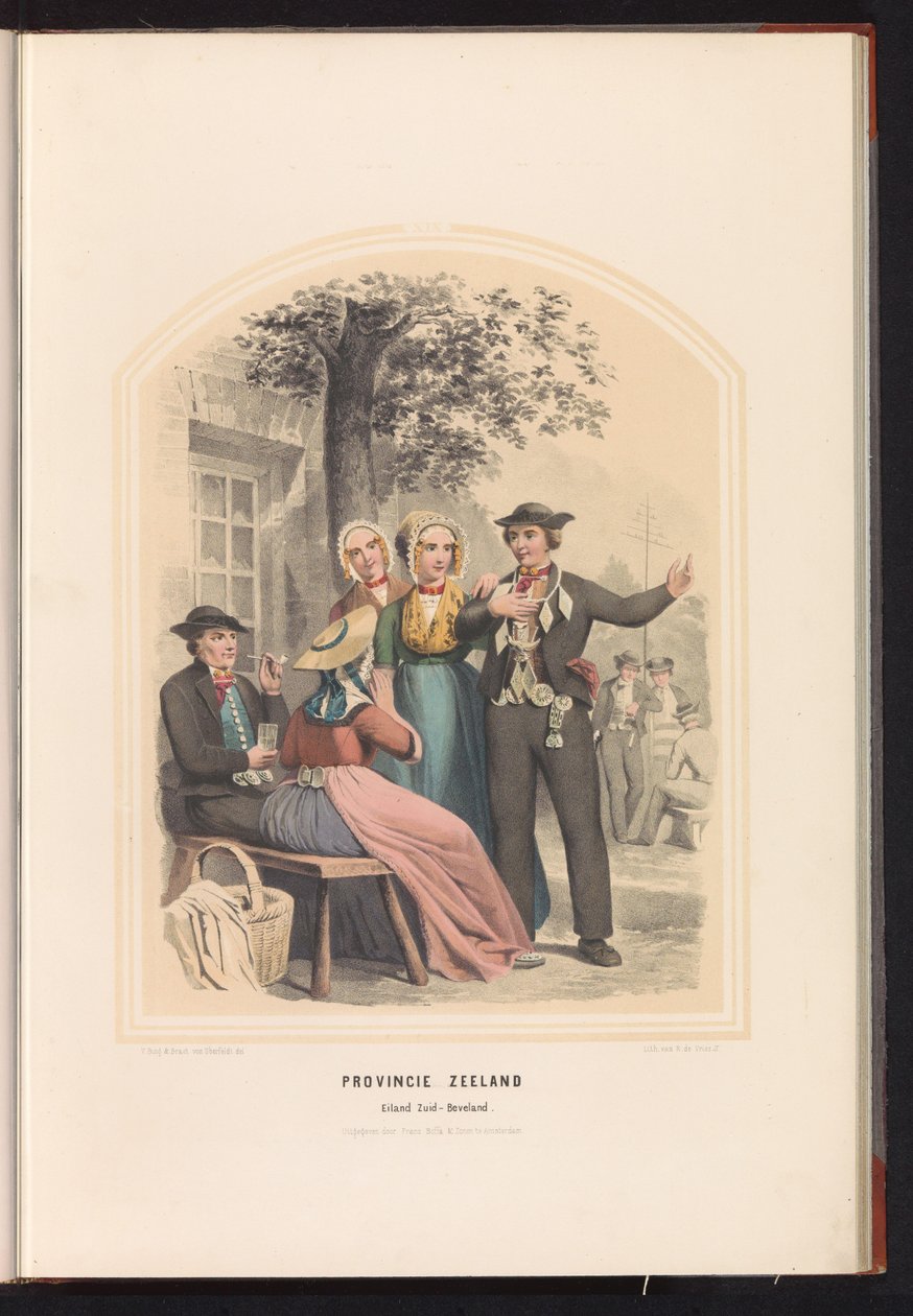 Traditionell dräkt från South Beveland i Zeeland, 1857 Provinsen Zeeland. Ön Zuid-Beveland / XIX (titel på objekt) av Ruurt de Vries