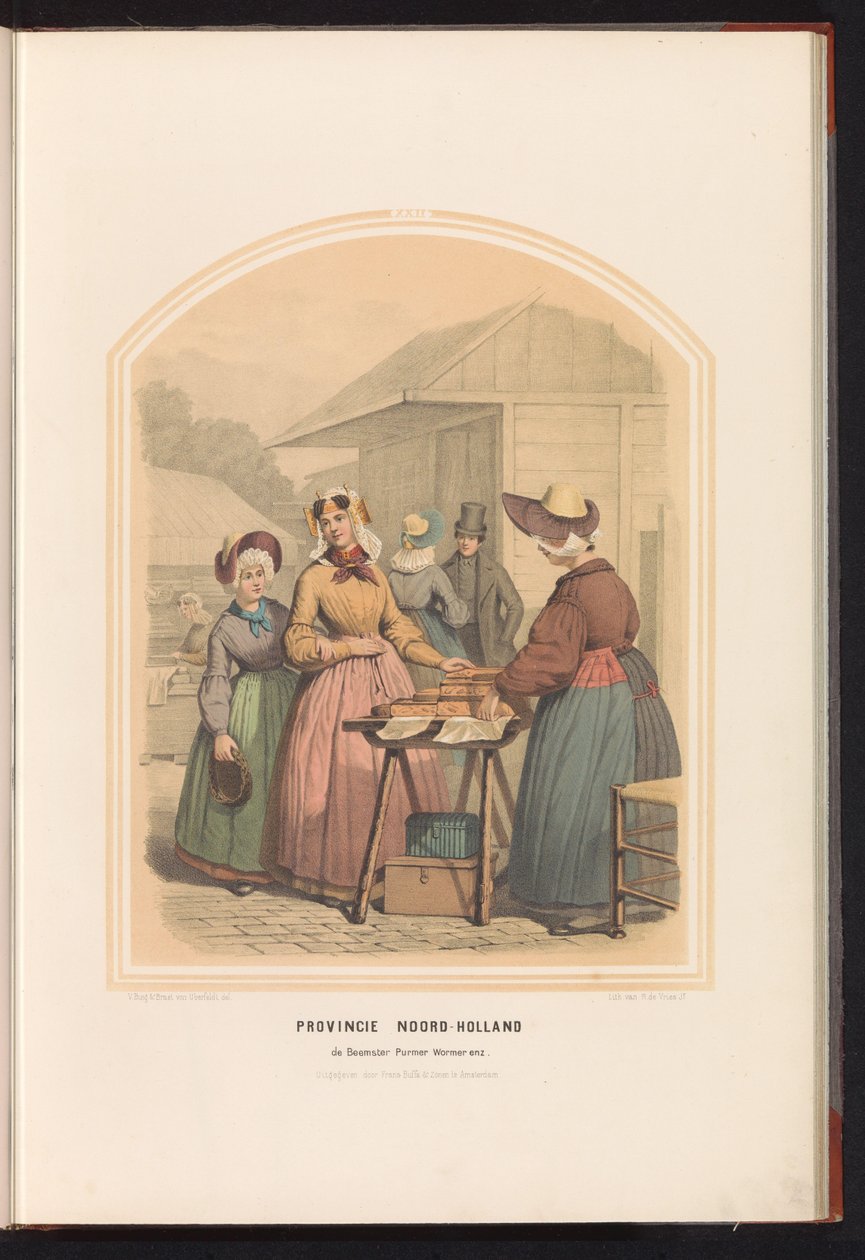 Traditionella dräkter av Beemster, Purmer och Wormer i norra Holland, 1857 Provinsen norra Holland. de Beemster Purmer Wormer etc. / XXII (titel på objekt) av Ruurt de Vries