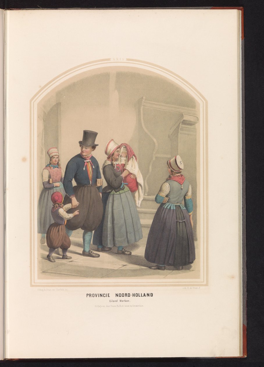 Traditionell dräkt på ön Marken i norra Holland, 1857 Provinsen norra Holland. Ön Marken / XXIX (titel på objekt) av Ruurt de Vries
