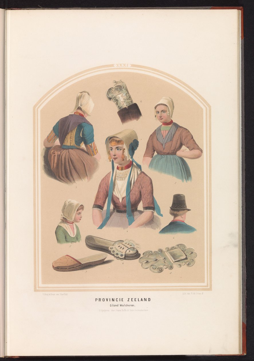 Folkdräkt från ön Walcheren i Zeeland, 1857 Provinsen Zeeland. Island of Walcheren / XXXI (titel på objekt) av Ruurt de Vries