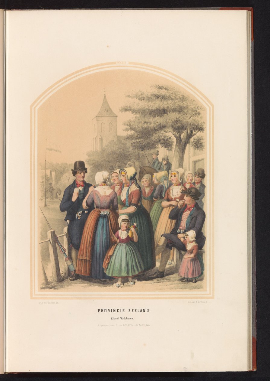Traditionell dräkt av ön Walcheren i Zeeland, 1857 Provinsen Zeeland. Island of Walcheren / XIII (titel på objekt) av Ruurt de Vries