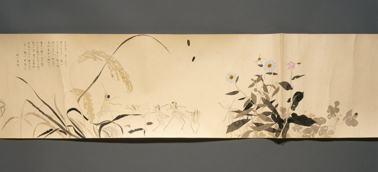 Vänner till vilda djur (Yasei no Tomo), ca 1918 (bläck, täckande akvarell, lack på vävt papper) av Ryoka Kawakami