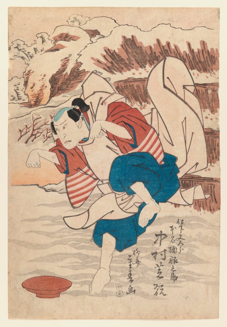 Skådespelaren Nakamura Shikan i en kabuki-roll, 1830 (träblockstryck) av Ryusai Shigeharu